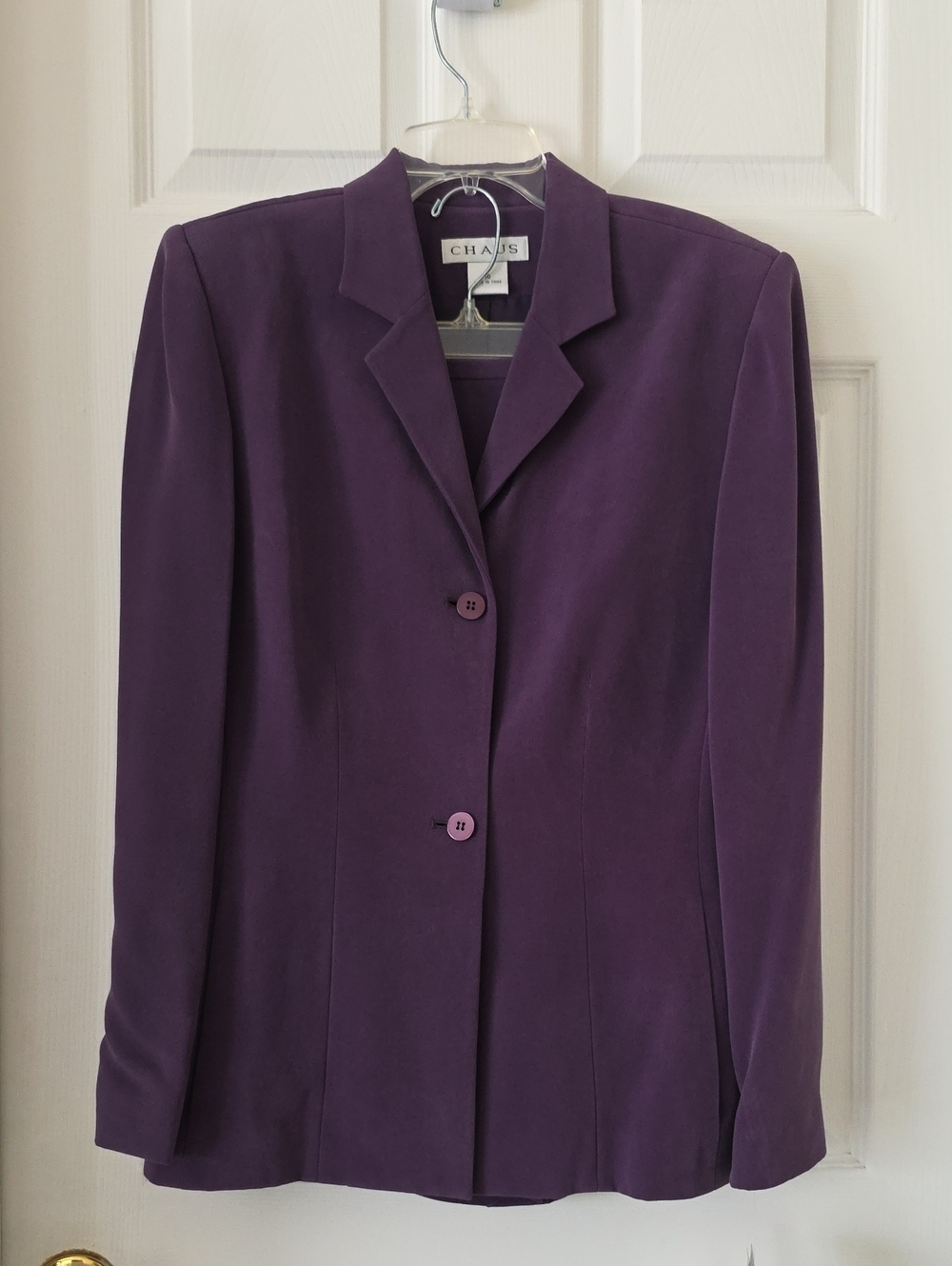100% Silk Vintage Chaus Purple Womens 2 Button Blazer With Pockets New W/ Tags